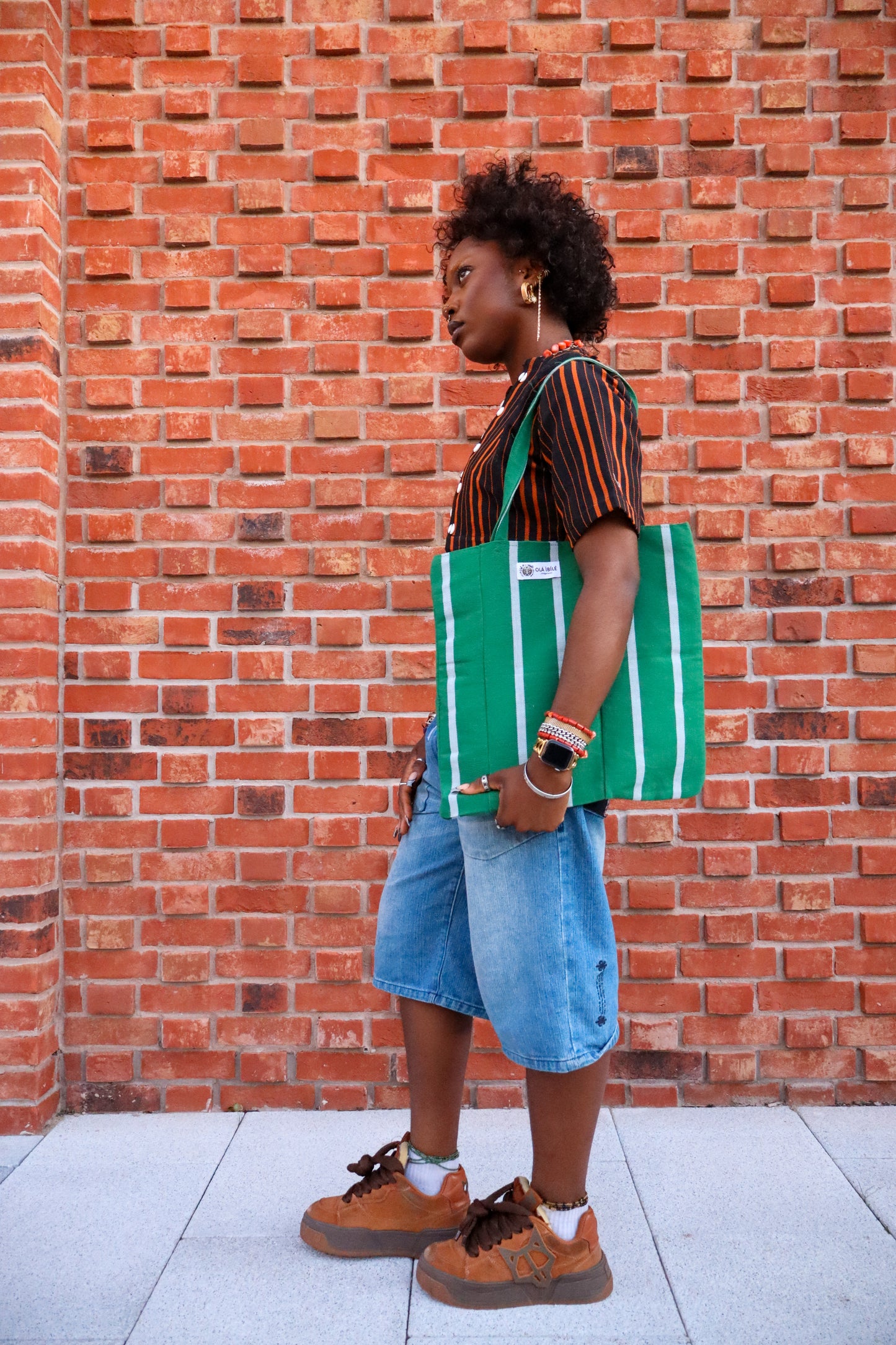 Indigenous Emerald Stripes Tote