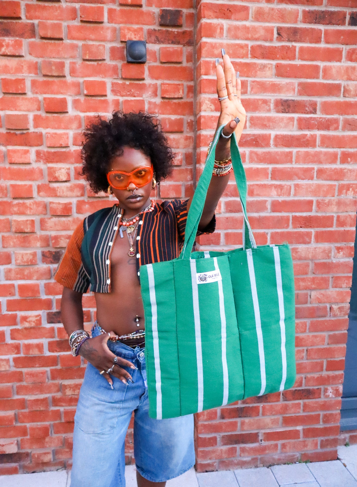 Indigenous Emerald Stripes Tote