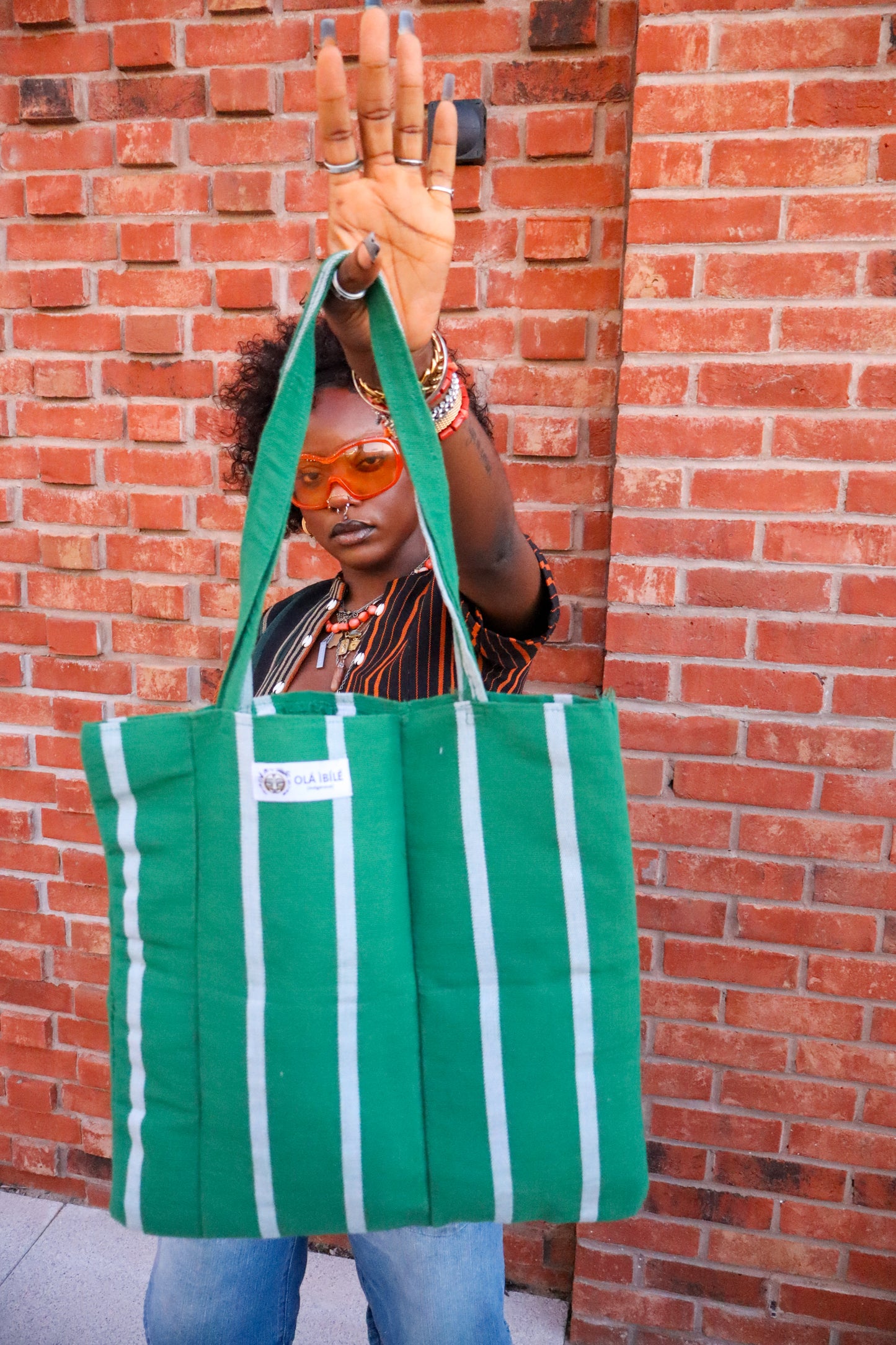 Indigenous Emerald Stripes Tote