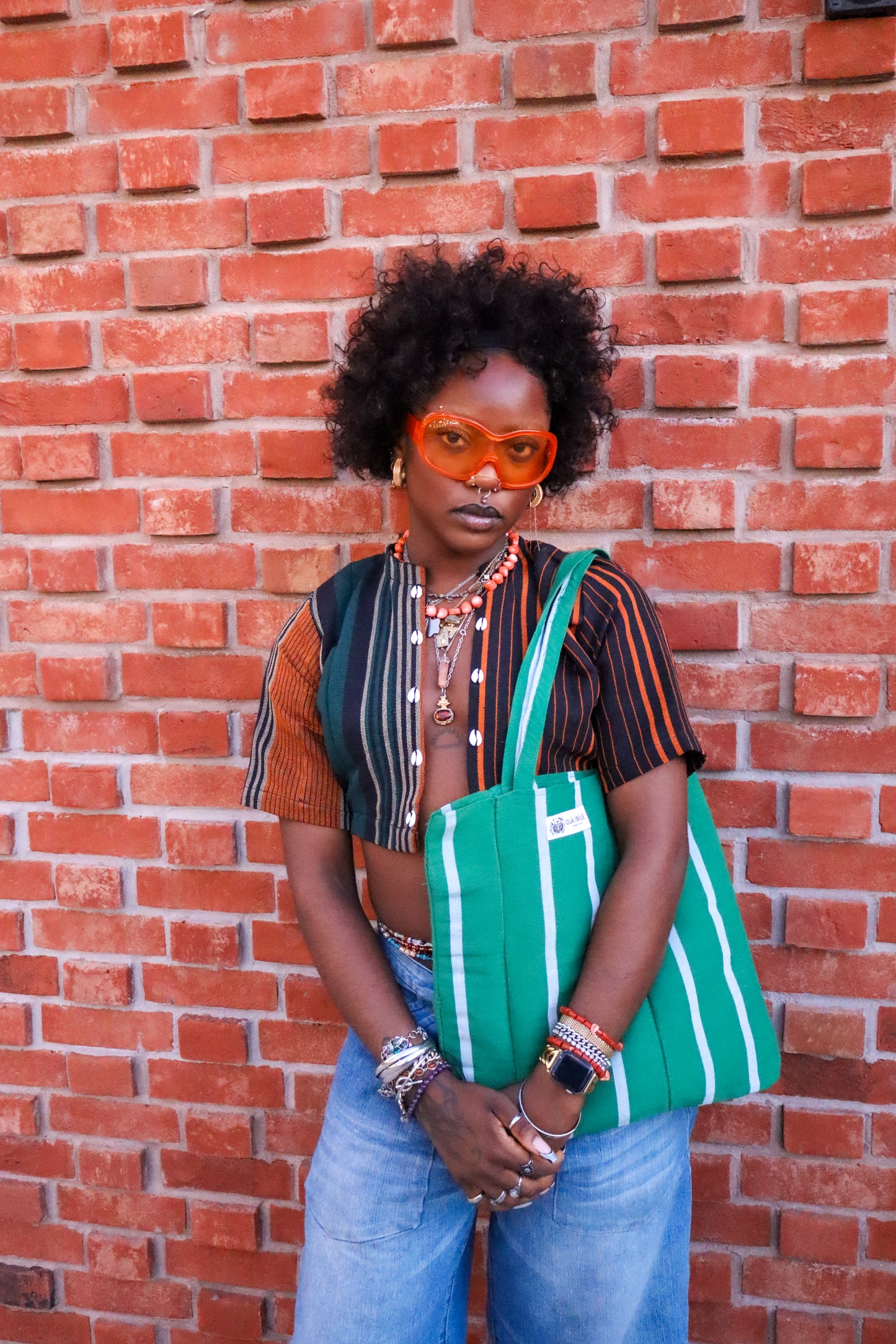 Indigenous Emerald Stripes Tote