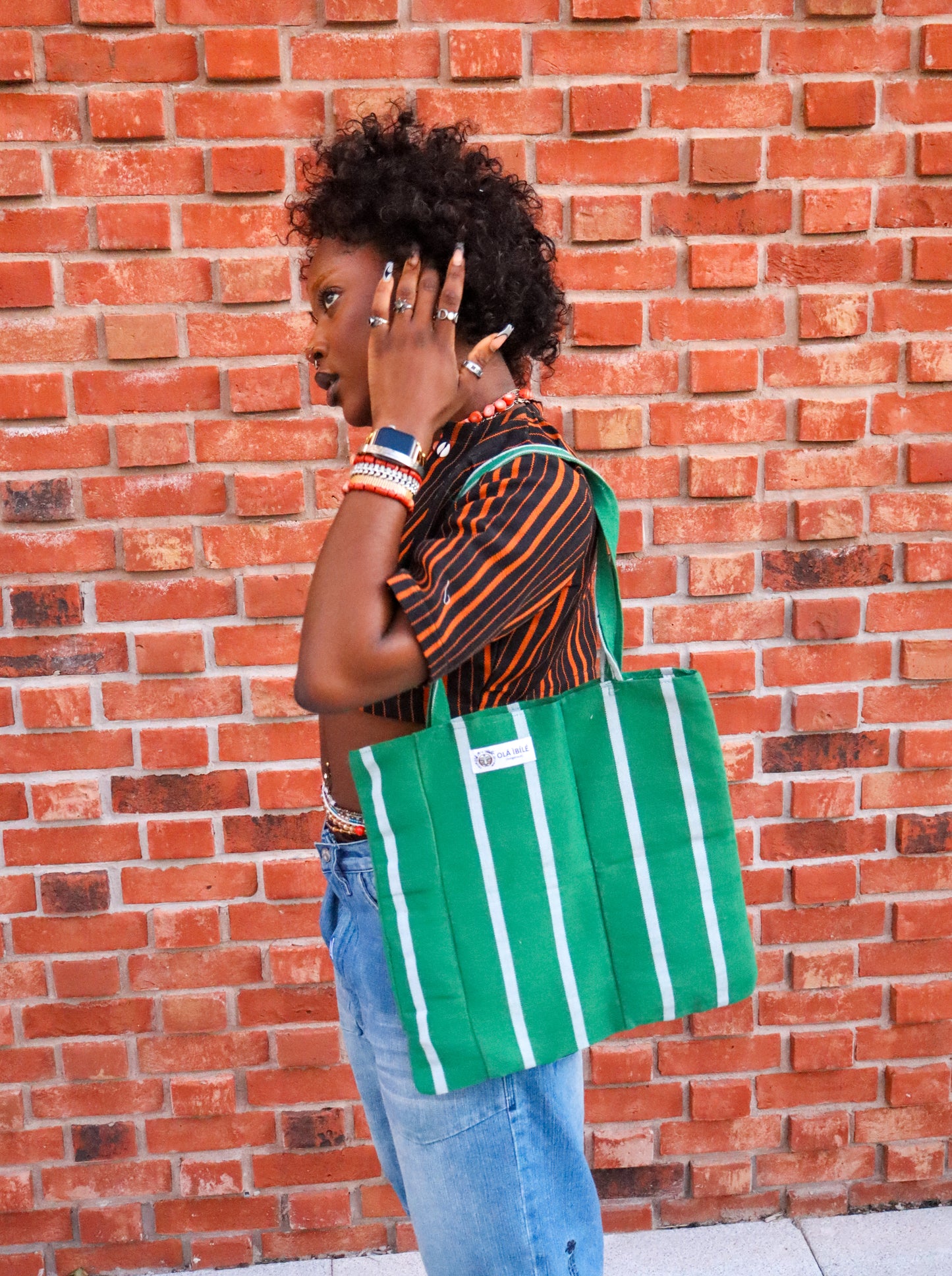 Indigenous Emerald Stripes Tote