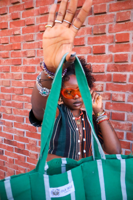Indigenous Emerald Stripes Tote