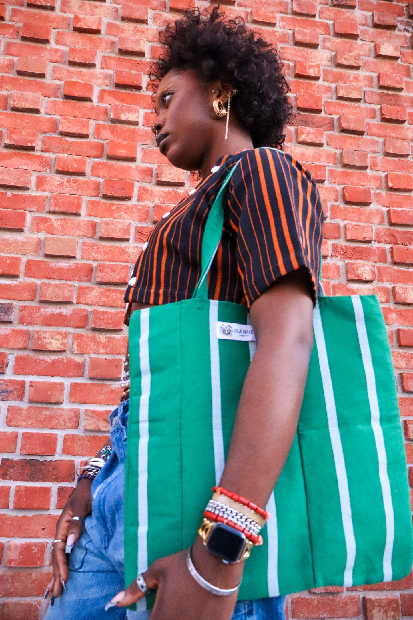 Indigenous Emerald Stripes Tote